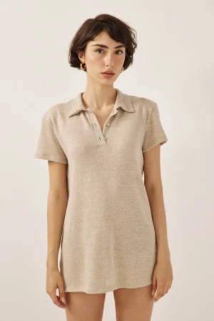 Cream Polo Knit Dress